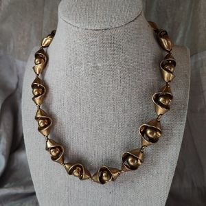 J Crew Pea in a Pod Fortune Cookie Oxidized Brass Metal Necklace Signed